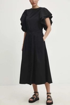 Zdjęcie produktu Answear Lab spódnica bawełniana kolor czarny midi rozkloszowana