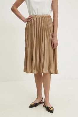 Zdjęcie produktu Answear Lab spódnica z jedwabiem kolor brązowy midi rozkloszowana