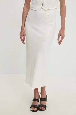 Zdjęcie produktu Answear Lab spódnica z lnem kolor biały maxi rozkloszowana