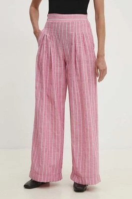 Zdjęcie produktu Answear Lab spodnie bawełniane kolor różowy szerokie high waist