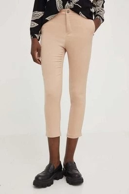 Zdjęcie produktu Answear Lab spodnie damskie kolor beżowy dopasowane high waist