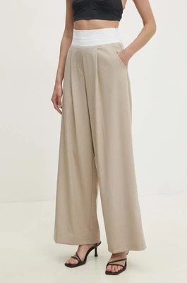 Zdjęcie produktu Answear Lab spodnie damskie kolor beżowy szerokie high waist