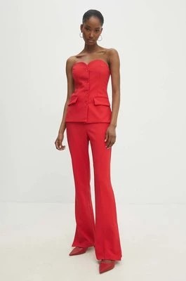 Zdjęcie produktu Answear Lab spodnie damskie kolor czerwony proste high waist