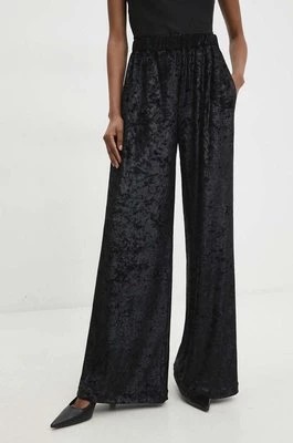 Zdjęcie produktu Answear Lab spodnie welurowe kolor czarny szerokie high waist