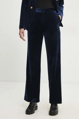 Zdjęcie produktu Answear Lab spodnie welurowe kolor granatowy szerokie high waist