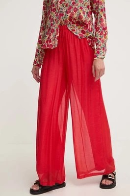 Zdjęcie produktu Answear Lab spodnie z lnem kolor czerwony szerokie high waist