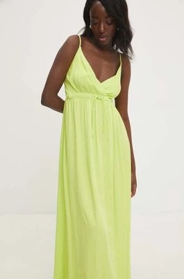 Zdjęcie produktu Answear Lab sukienka bawełniana kolor zielony maxi rozkloszowana