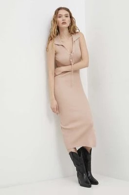 Zdjęcie produktu Answear Lab sukienka kolor beżowy midi dopasowana