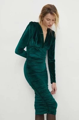 Zdjęcie produktu Answear Lab sukienka welurowa kolor zielony mini dopasowana