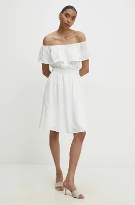 Zdjęcie produktu Answear Lab sukienka z lnem kolor biały mini rozkloszowana