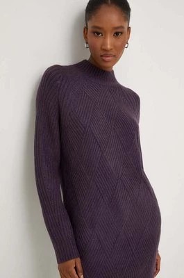 Zdjęcie produktu Answear Lab sweter z wełną kolor fioletowy z półgolfem