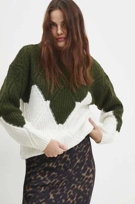 Zdjęcie produktu Answear Lab sweter z wełną kolor zielony ciepły