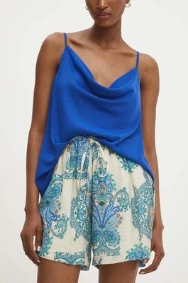Zdjęcie produktu Answear Lab szorty bawełniane kolor niebieski wzorzyste high waist
