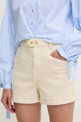 Zdjęcie produktu Answear Lab szorty jeansowe damskie kolor beżowy gładkie high waist