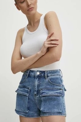 Zdjęcie produktu Answear Lab szorty jeansowe damskie kolor niebieski gładkie high waist