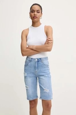 Zdjęcie produktu Answear Lab szorty jeansowe damskie kolor niebieski gładkie high waist