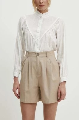 Zdjęcie produktu Answear Lab szorty z lnem kolor beżowy gładkie high waist