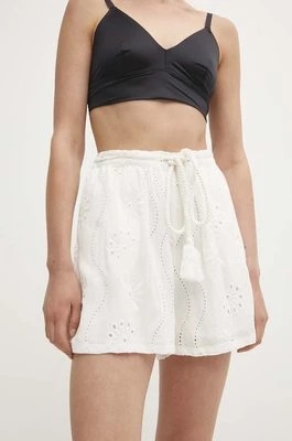 Zdjęcie produktu Answear Lab szorty z lnem kolor biały gładkie high waist