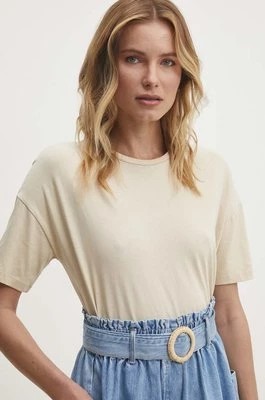 Zdjęcie produktu Answear Lab t-shirt bawełniany damski kolor beżowy