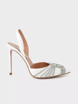 Zdjęcie produktu Aquazzura Białe satynowe czółenka Gatsby rozmiar