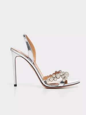 Zdjęcie produktu Aquazzura Srebrne sandały na szpilce Bubbles 10.5 cm rozmiar