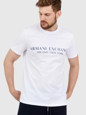 Zdjęcie produktu ARMANI EXCHANGE Biały t-shirt męski z aplikacją z logo