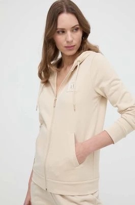 Zdjęcie produktu Armani Exchange bluza bawełniana damska kolor beżowy z kapturem gładka 8NYM08 YJ68Z