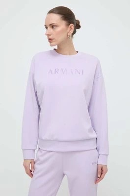 Zdjęcie produktu Armani Exchange bluza damska kolor fioletowy z nadrukiem 3DYM78 YJEPZ