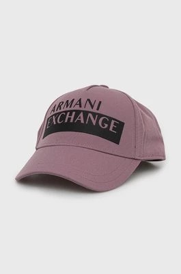 Zdjęcie produktu Armani Exchange czapka z daszkiem kolor fioletowy gładka