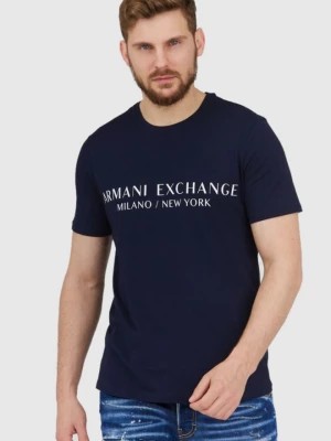 Zdjęcie produktu ARMANI EXCHANGE Granatowy t-shirt męski z aplikacją z logo