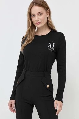 Zdjęcie produktu Armani Exchange longsleeve bawełniany kolor czarny