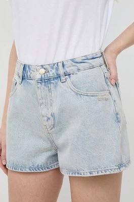 Zdjęcie produktu Armani Exchange szorty jeansowe damskie kolor niebieski gładkie high waist 3DYJ78 Y16JZ