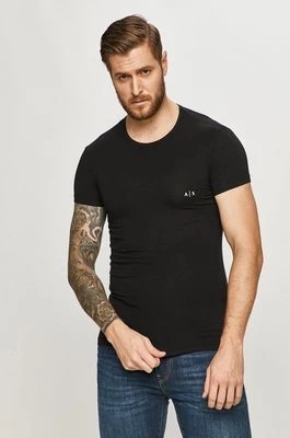 Zdjęcie produktu Armani Exchange t-shirt 2-pack męski kolor czarny gładki 956005 CC282 NOS