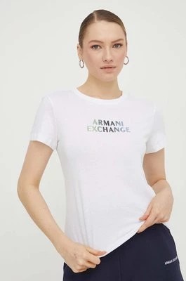 Zdjęcie produktu Armani Exchange t-shirt bawełniany damski kolor biały 3DYT14 YJDGZ
