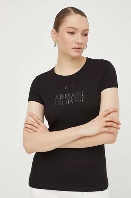 Zdjęcie produktu Armani Exchange t-shirt bawełniany damski kolor czarny 3DYT11 YJG3Z