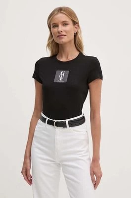 Zdjęcie produktu Armani Exchange t-shirt bawełniany damski kolor czarny 6DYT03 YJ3RZ