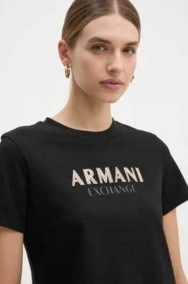 Zdjęcie produktu Armani Exchange t-shirt bawełniany damski kolor czarny 6DYT36 YJ7VZ