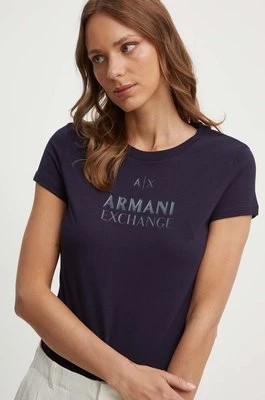 Zdjęcie produktu Armani Exchange t-shirt bawełniany damski kolor granatowy