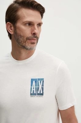 Zdjęcie produktu Armani Exchange t-shirt bawełniany męski kolor beżowy z aplikacją 3DZTJU ZJH4Z