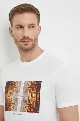 Zdjęcie produktu Armani Exchange t-shirt bawełniany męski kolor biały z nadrukiem 3DZTHV ZJBYZ