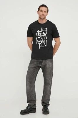 Zdjęcie produktu Armani Exchange t-shirt bawełniany męski kolor czarny z nadrukiem 3DZTAA ZJA5Z