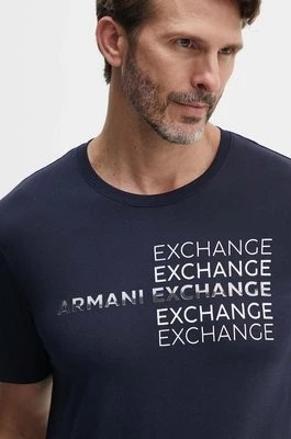 Zdjęcie produktu Armani Exchange t-shirt bawełniany męski kolor granatowy z nadrukiem 3DZTAC ZJ9TZ
