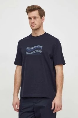 Zdjęcie produktu Armani Exchange t-shirt bawełniany męski kolor granatowy z nadrukiem 3DZTLE ZJ9JZ