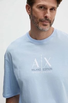 Zdjęcie produktu Armani Exchange t-shirt bawełniany męski kolor niebieski z nadrukiem