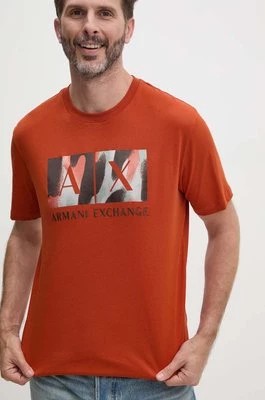 Zdjęcie produktu Armani Exchange t-shirt bawełniany męski kolor pomarańczowy z nadrukiem 6DZTHF ZJH4Z