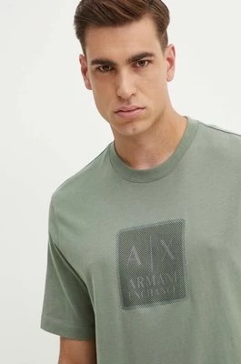 Zdjęcie produktu Armani Exchange t-shirt bawełniany męski kolor zielony z nadrukiem 6DZTHB ZJ9JZ