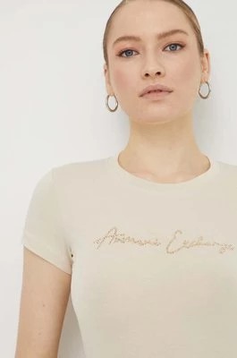 Zdjęcie produktu Armani Exchange t-shirt damski kolor beżowy 3DYT27 YJDTZ