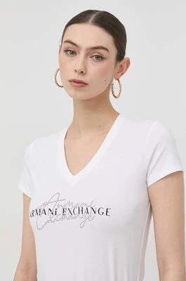 Zdjęcie produktu Armani Exchange t-shirt damski kolor biały