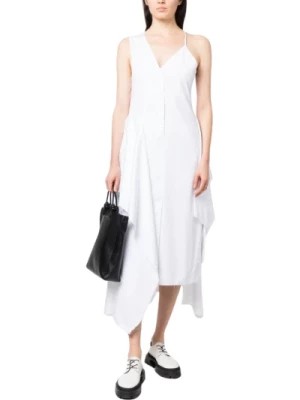 Zdjęcie produktu Asymetryczna Biała Sukienka z Bocznym Rozcięciem i Drapowanymi Panelami Niccolò Pasqualetti