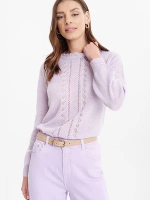 Zdjęcie produktu Ażurowy sweter damski fioletowy Greenpoint